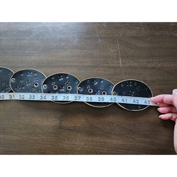 Oval Hollow Belt Vintage Disc Wide Belts Metal Buckle Cowboy Western Style euc - Picture 6 of 7